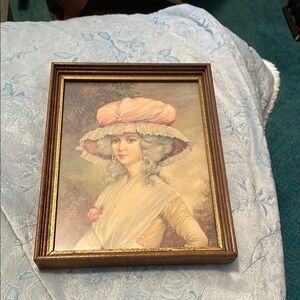 Vintage Portrait of Victorian lady in Wooden Frame